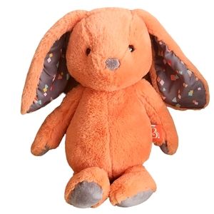 B Softies Orange Bunny Rabbit 12" Plush Stuffed Animal Toy Gray Ears
